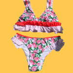 Biquíni florido com folhos - M