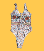 Fato de Banho Bege Florido - M