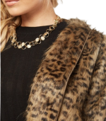Casaco com pelo animal print castanho escuro - Image 4