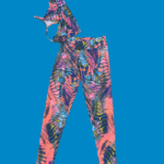 Conjunto de desporto calça e top - padrão folhas - M