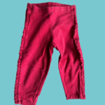 Leggings cardadas vermelhas com folhos laterais - 86cm