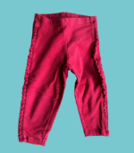 Leggings cardadas vermelhas com folhos laterais - 86cm