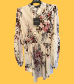 Vestido Bege Florido  - sem etiqueta - 38