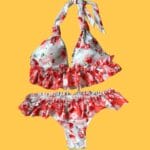 Biquini branco flores grandes - L