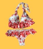 Biquini branco flores grandes - L