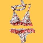 Biquini branco flores pequenas - M