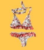 Biquini branco flores pequenas - M