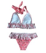 Biquíni rosa florido com folhos - Image 2