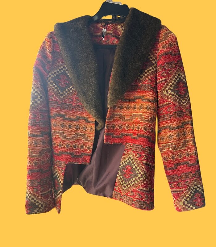 Casaco padrão etnico com pelo amovivel Sahoco_1 Casaco padrão étnico com gola de pelo amovível - SAHOCO - S - Image 1