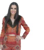 Casaco padrão étnico com gola de pelo amovível - SAHOCO - S - Image 3