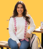 Camisola malha branca e laços xadrez - Sovogue