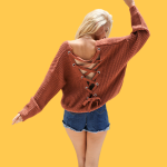 Camisola malha castanha ilhoses costas - Simplee - TU