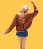 Camisola malha castanha ilhoses costas - Simplee - TU