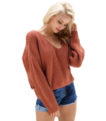 Camisola malha castanha ilhoses costas - Simplee - TU - Image 2