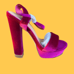 Sandálias altas veludo rosa - 38