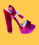 Sandálias altas veludo rosa - 38