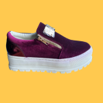 Sapato plataforma veludo bordeaux- Exé
