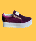 Sapato plataforma veludo bordeaux- Exé