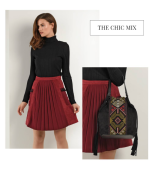 Saia veludo bordeaux com pormenor étnico - Axel - Image 3