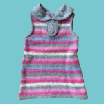 Vestido malha riscas com gola - 86 cm - 18-24 meses