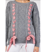 Camisola malha cinza e laços xadrez - Sovogue - M/L - Image 2