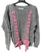 Camisola malha cinza e laços xadrez - Sovogue - M/L - Image 4