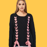 Camisola malha preta e laços xadrez - Sovogue - M/L