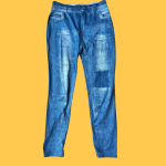 Leggings azuis finas a imitar ganga - TU