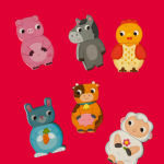 Puzzle magnético com peças em madeira  Animais da Quinta - Goula - +1 ano