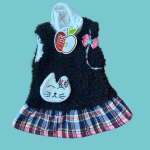 Vestido gato pelo preto - 80cm - 18 meses