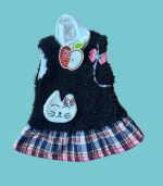 Vestido gato pelo preto - 80cm - 18 meses