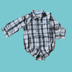 Body Camisa Xadrez azul - Zippy - 68-72cm - 6-9 meses