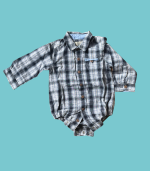 Body Camisa Xadrez azul - Zippy - 68-72cm - 6-9 meses